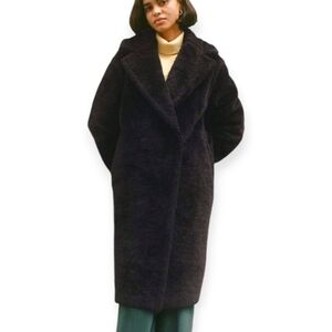 Aritzia TNA Black Longline Teddy Coat Large